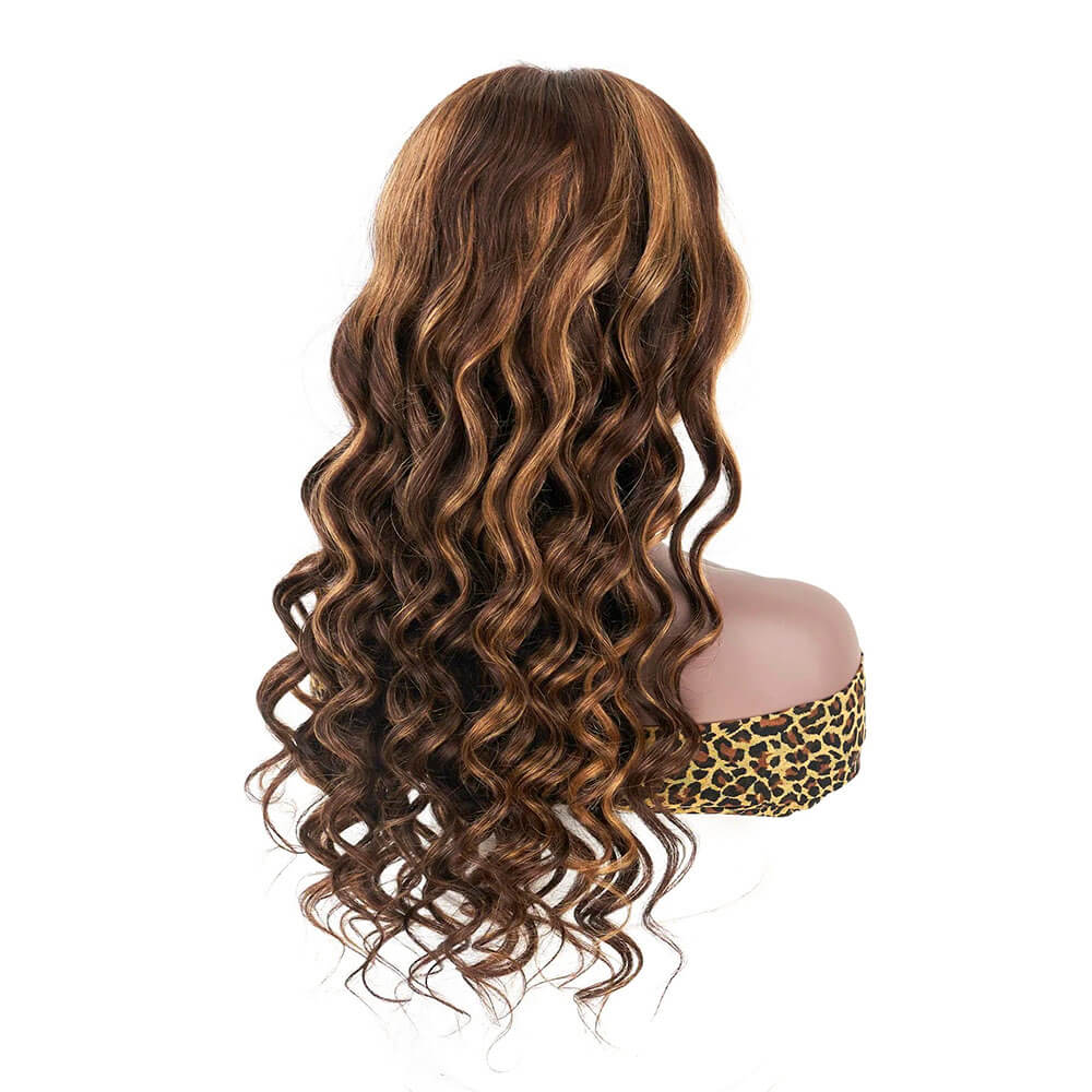Brown & Blonde Highlight Loose Wave Lace Front Wig