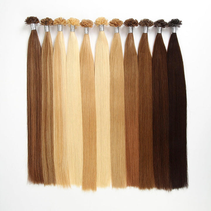Keratin flat-tip fusion hair extensions, pre-bonded Remy human hair