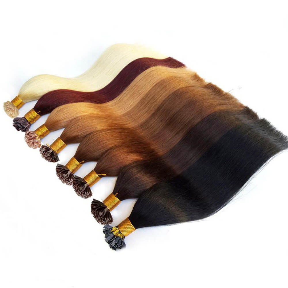 Pre-bonded flat-tip keratin extensions, premium Remy human hair