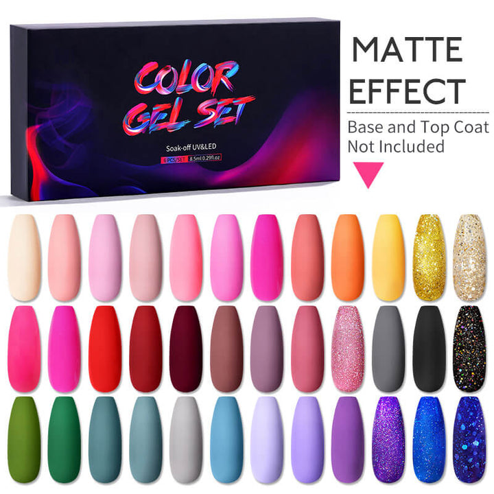 Gel Nail Polish Set 80 Colors, Soak Off UV Color Gel 6 Pcs