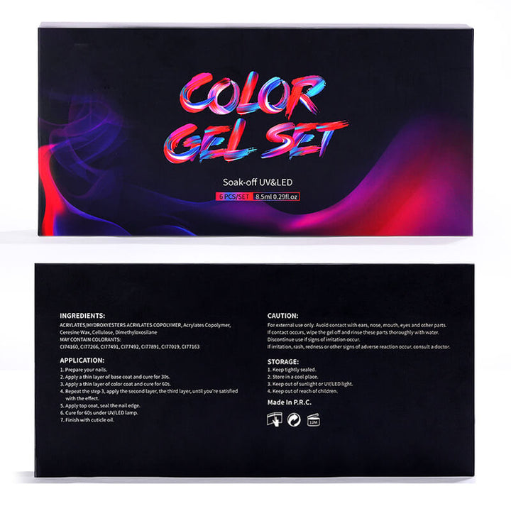 Gel Nail Polish Set 80 Colors, Soak Off UV Color Gel 6 Pcs