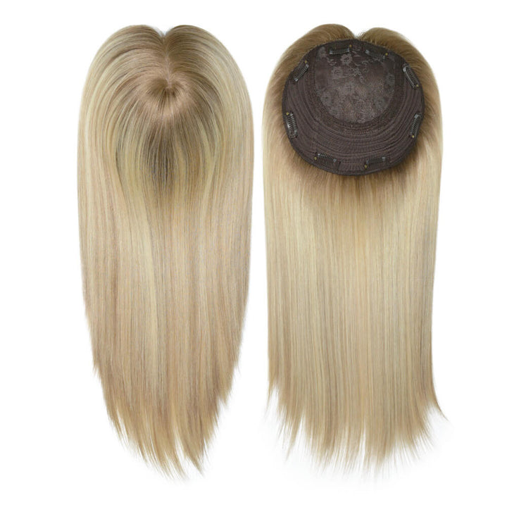 Jewish hair piece, platinum blonde hair with brown roots