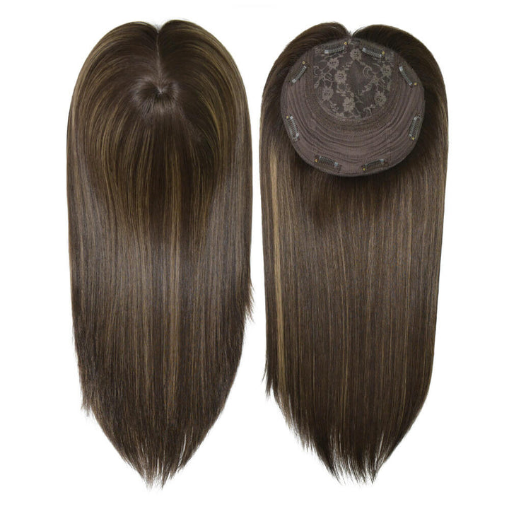 brown with blonde highlights straight hair topper