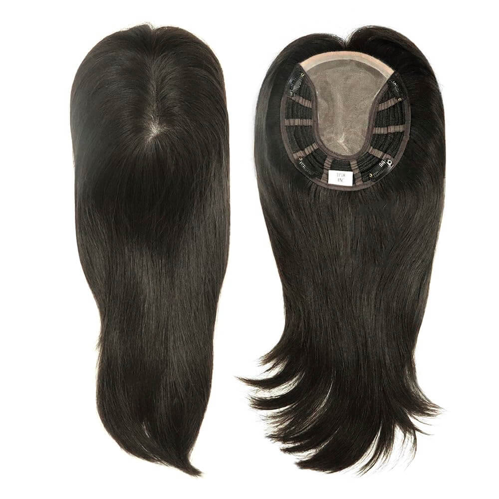 mono base hair topper with black color
