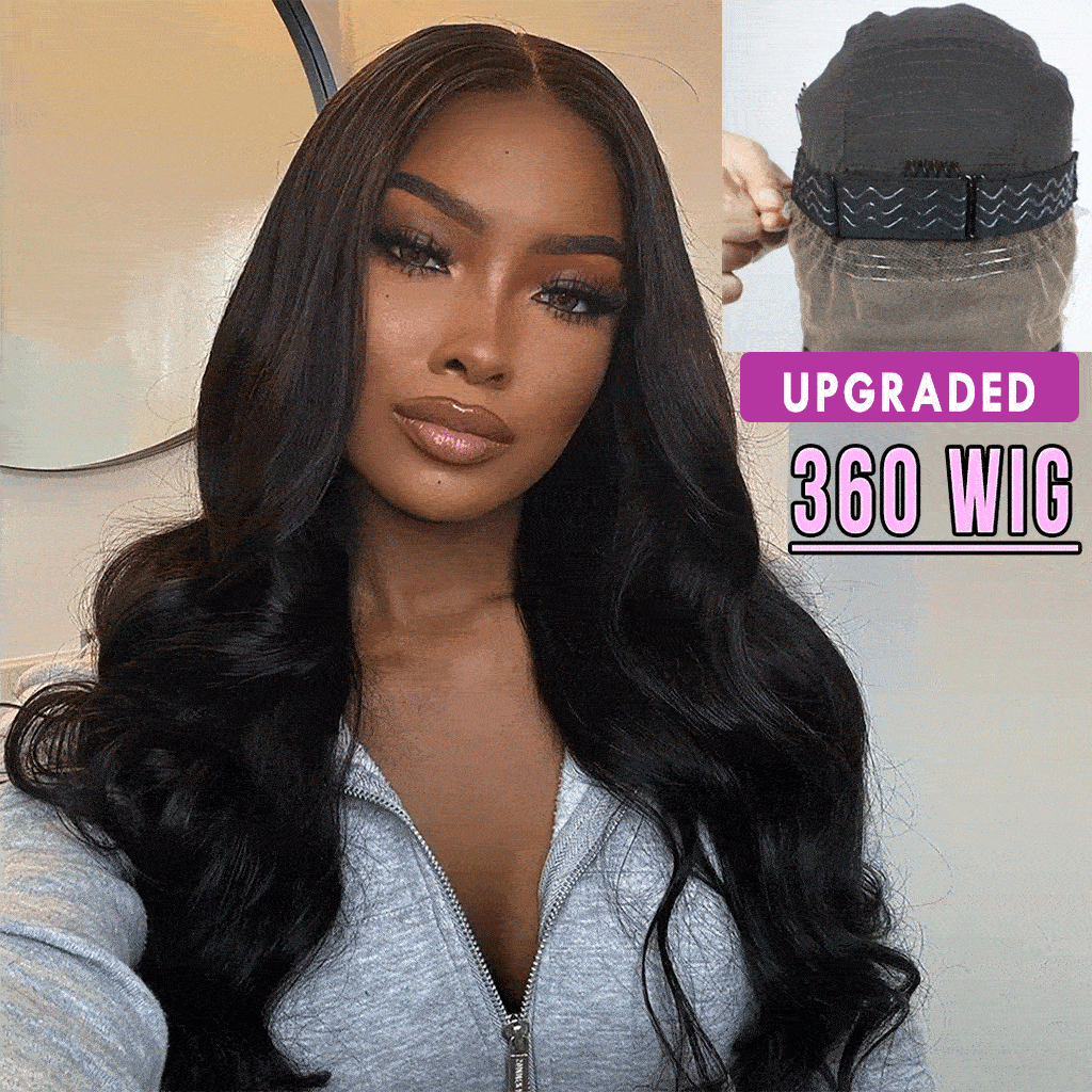 body wave 360 lace frontal wig invisible-string snug fit pre-plucked pre-cut glueless HD lace human hair wig