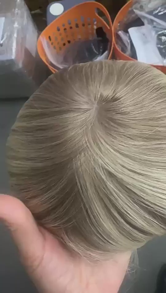Platinum blonde silk top hair topper