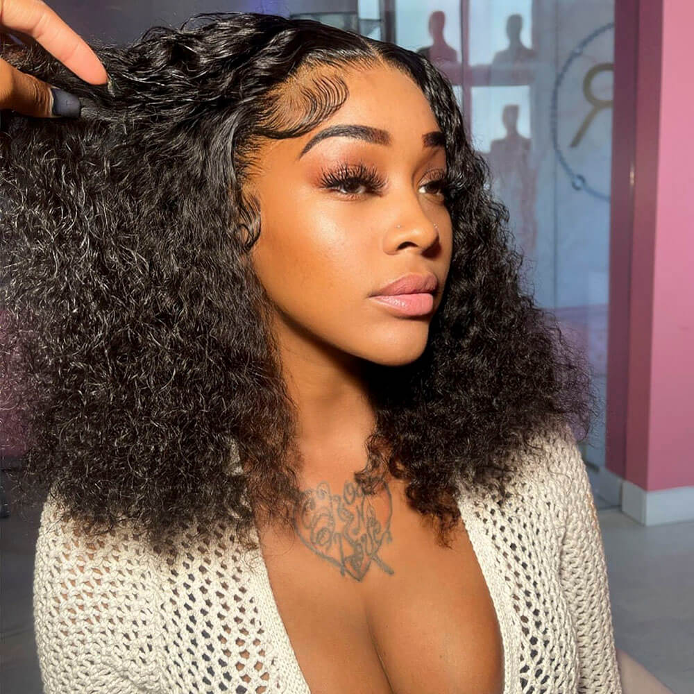 Water wave bob lace front wig human hair