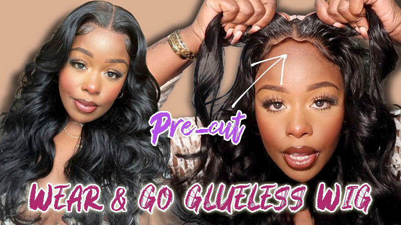 Wear and go glueless human hair wigs pre cut lace