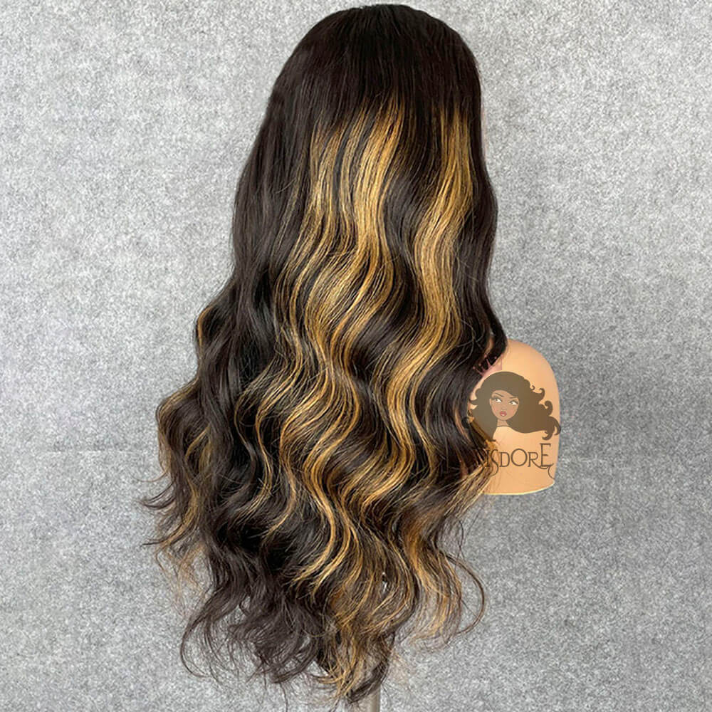 13x4 Lace Front Highlight Wig | Black & Blonde Human Hair Wig