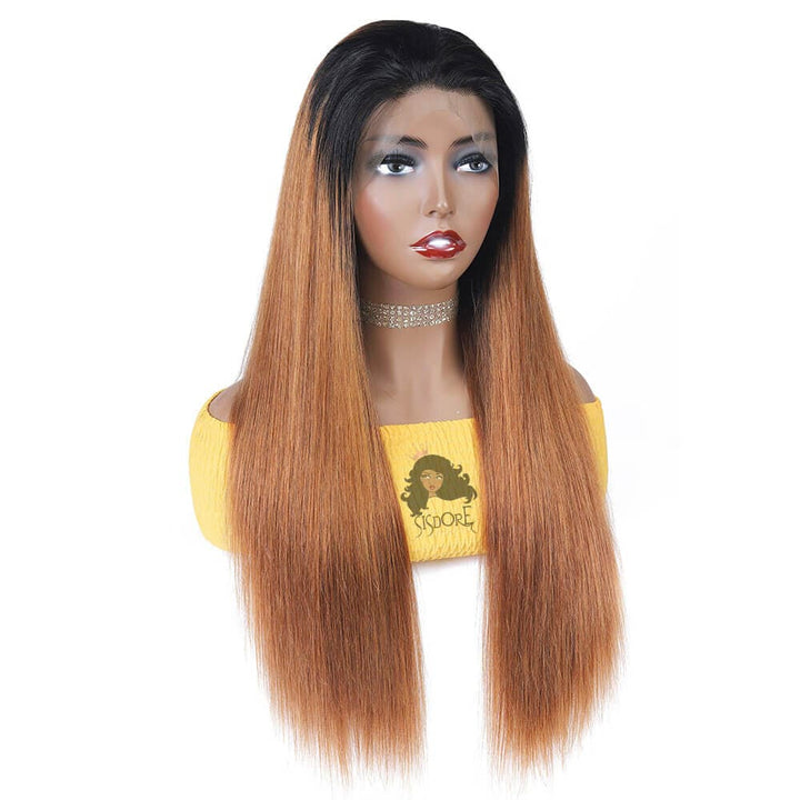 13x4 lace front wig auburn ombre straight hair