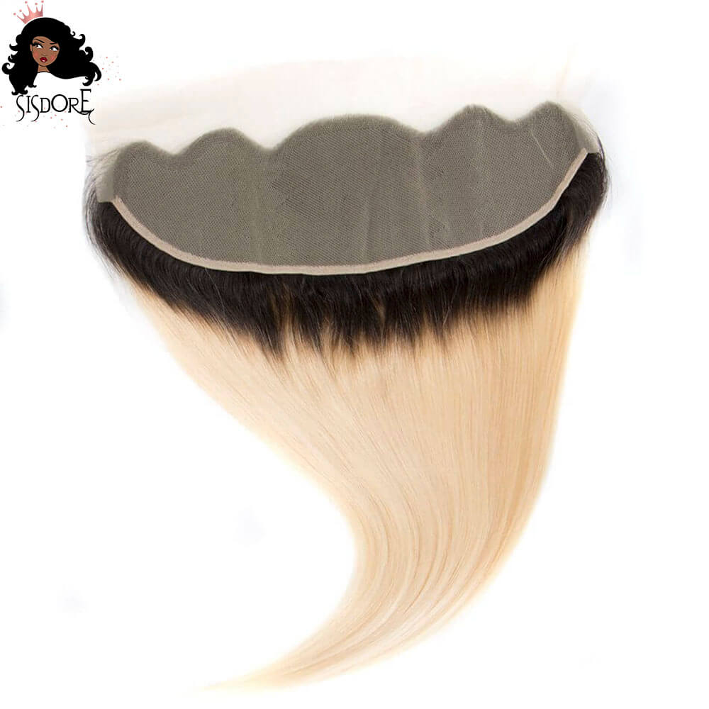 13x4 lace frontal 1b 613 straight hair blonde hair with dark roots