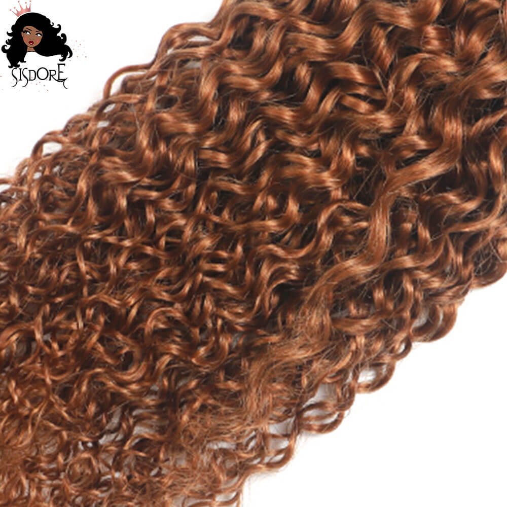Brazilian kinky curly hair bundles in 1B/30 auburn ombre