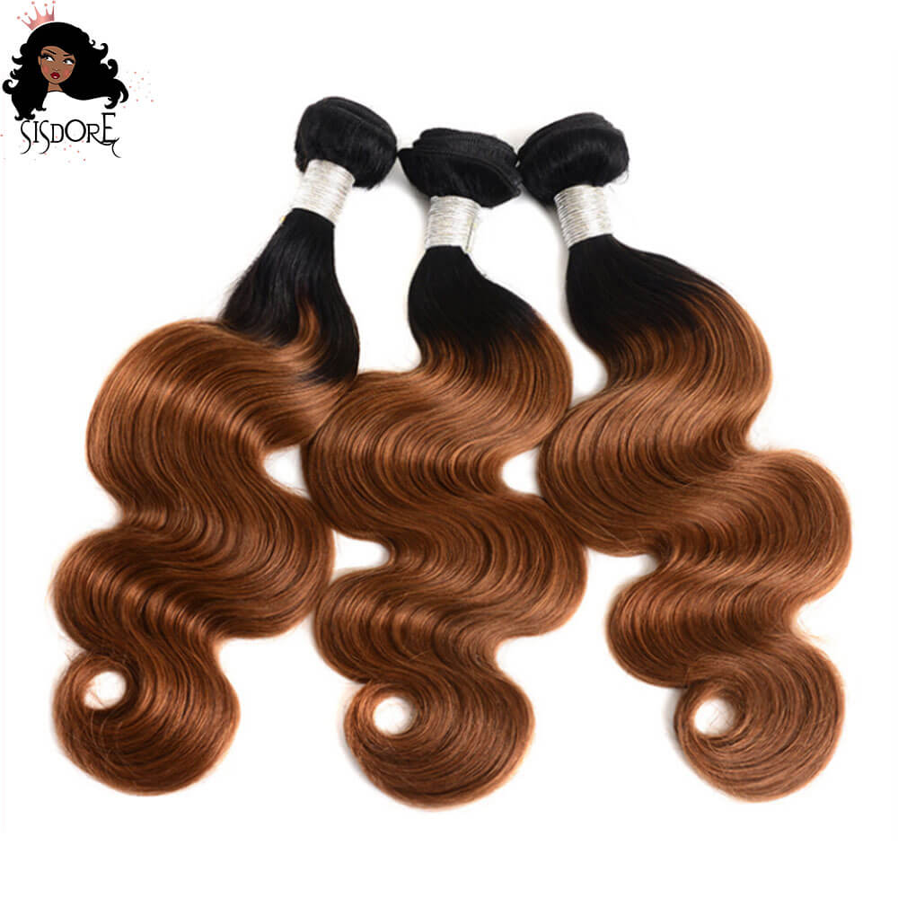 1B/30 body wave bundles with lace closure