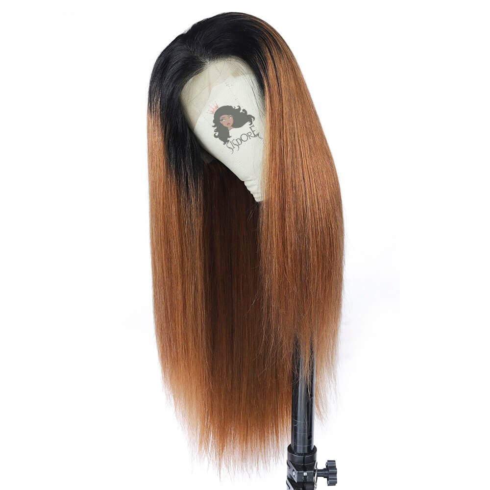 1B/30 ombre wig, medium auburn lace front wig