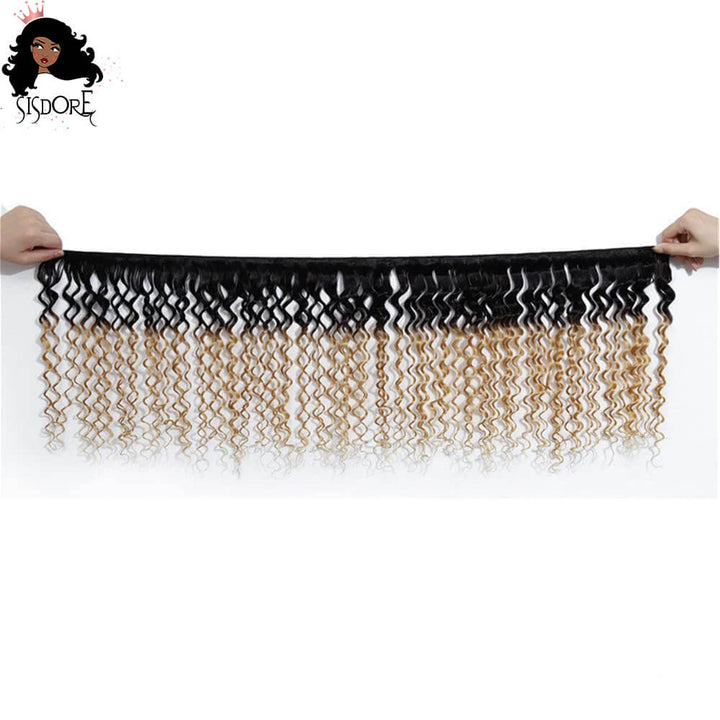 1b 27 deep wave curly hair machine made wefts