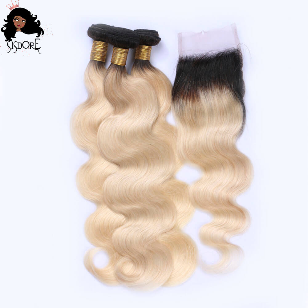1b 613 body wave hair weaves with closure