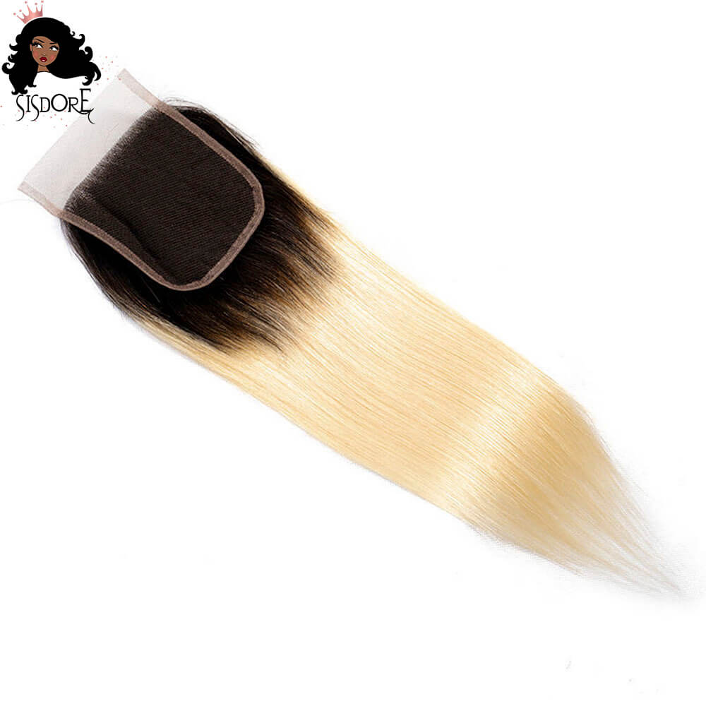 1b 613 closure blonde straight hair