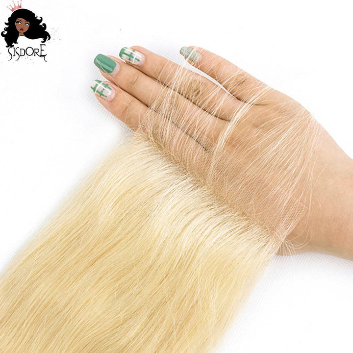 4x4 lace closure 613 light blonde human hair