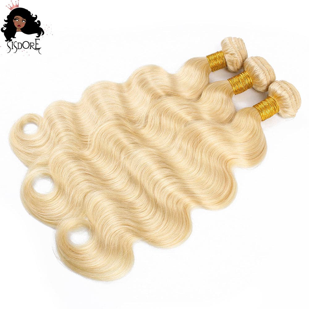 613 Blonde Body Wave Bundles – Light Blonde Brazilian Virgin Human Hair Weaves Bundle Deals