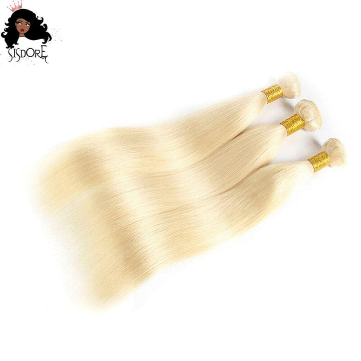 #613 Light Blonde Straight Virgin Human Hair Bundles