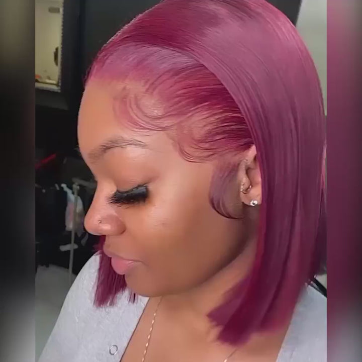 99j burgundy wine colored human hair bob wigs