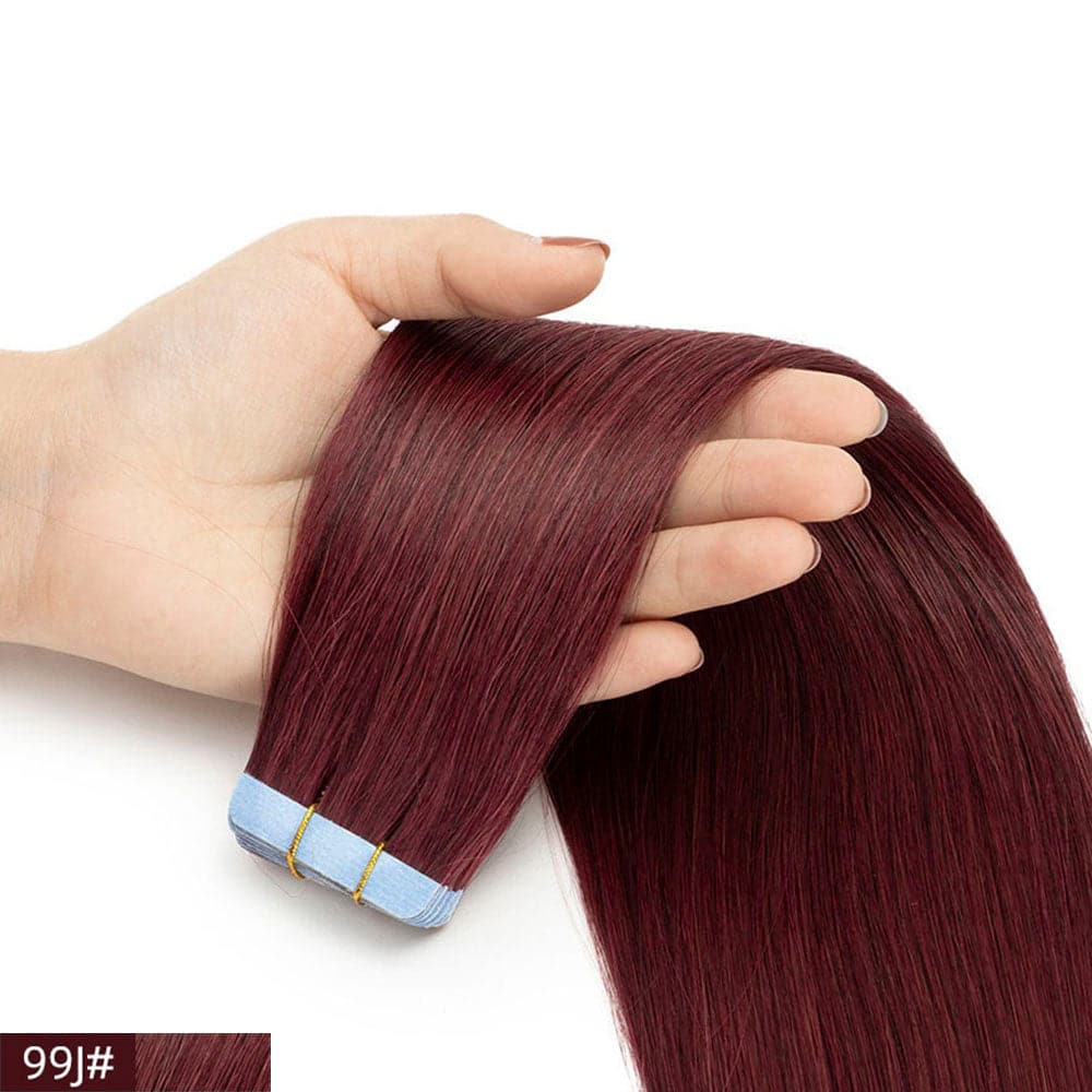 tape in straight virgin human hair extensions #99j