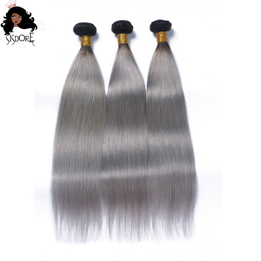 Black-to-Gray Ombre Straight Virgin Hair Bundles