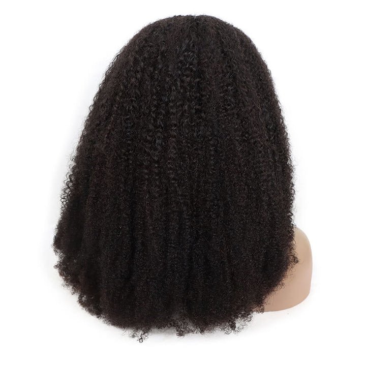 Black afro wigs human hair, type 4B afro curly HD lace front wig for African American Women