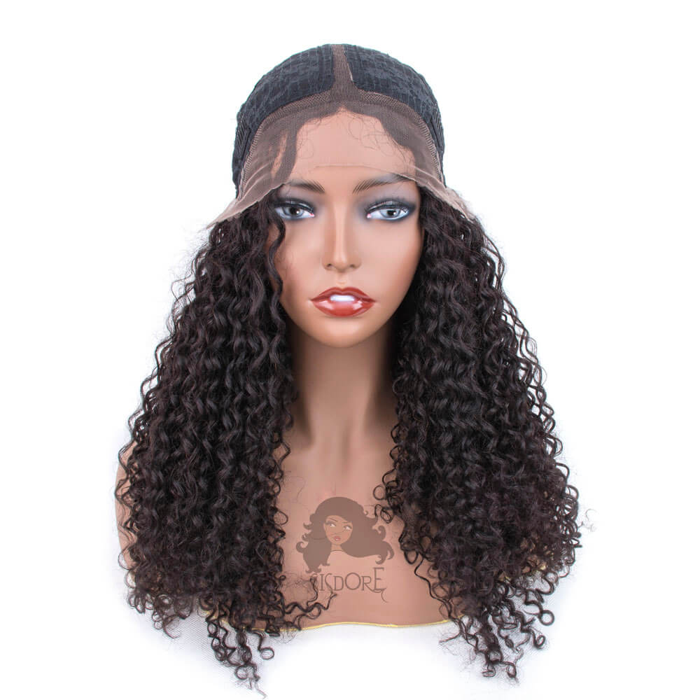 Black curly wig T-part lace