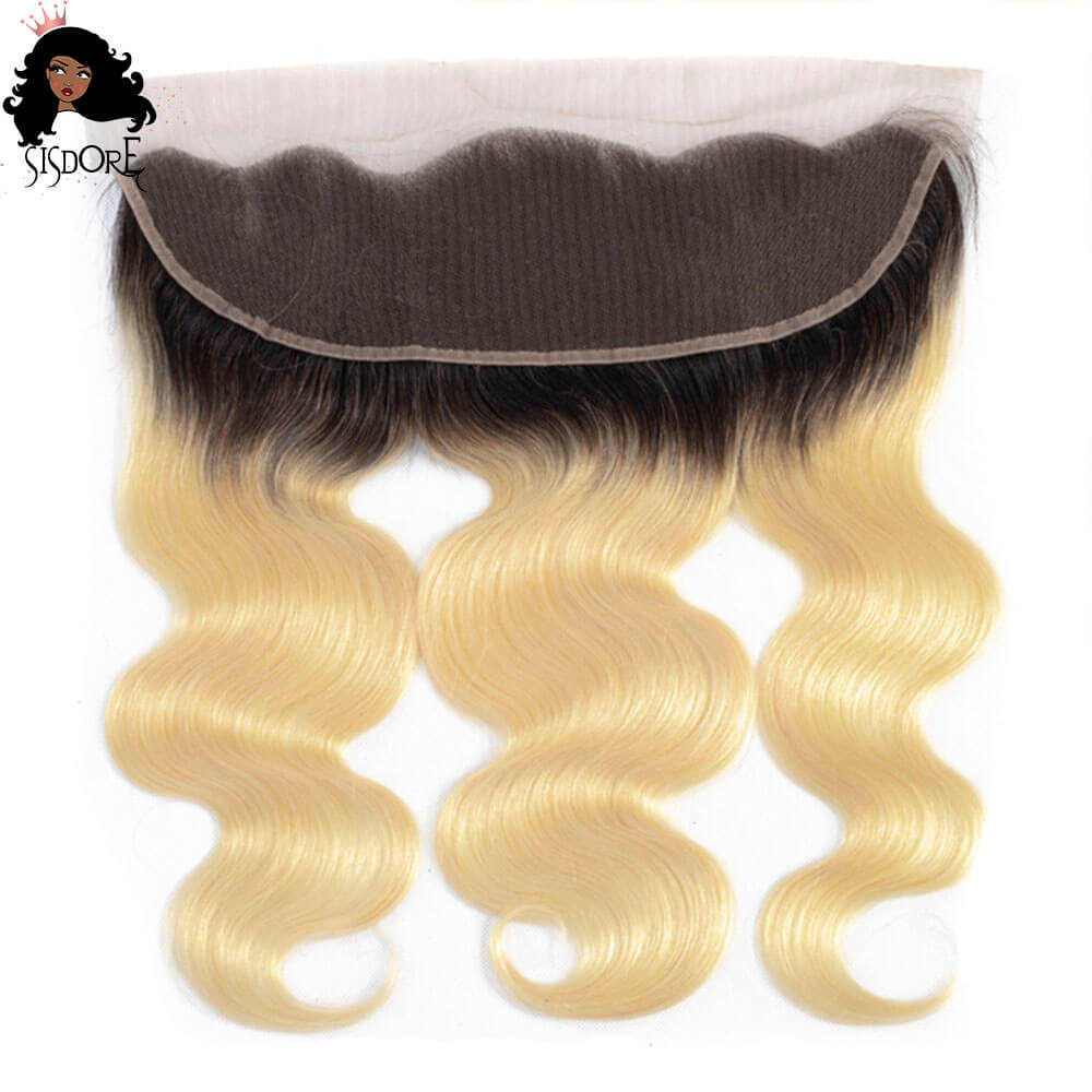 1B 613 Body Wave 13X4 Lace Frontal Blonde With Black Roots