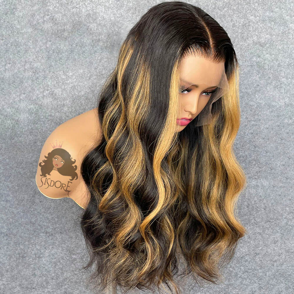 Body Wave Blonde Highlights Wig | 13x4 Lace Front Human Hair