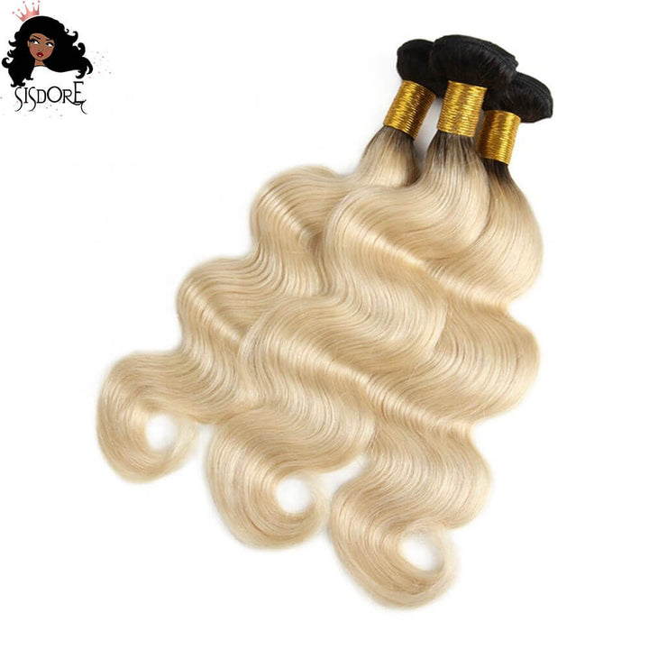 Body Wave Bundles 1B 613 Blonde 
with Black Roots