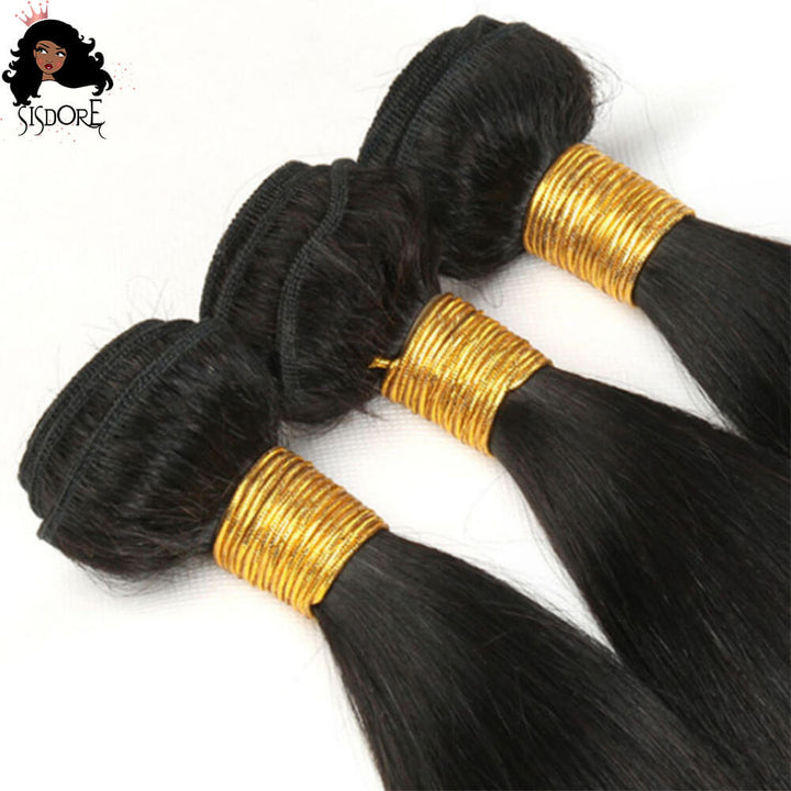 Three-tone black, brown, blonde straight virgin human hair bundle deals
