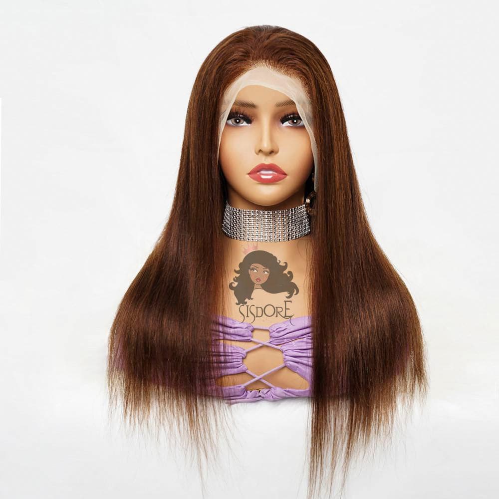 Chocolate brown lace front wig color 4