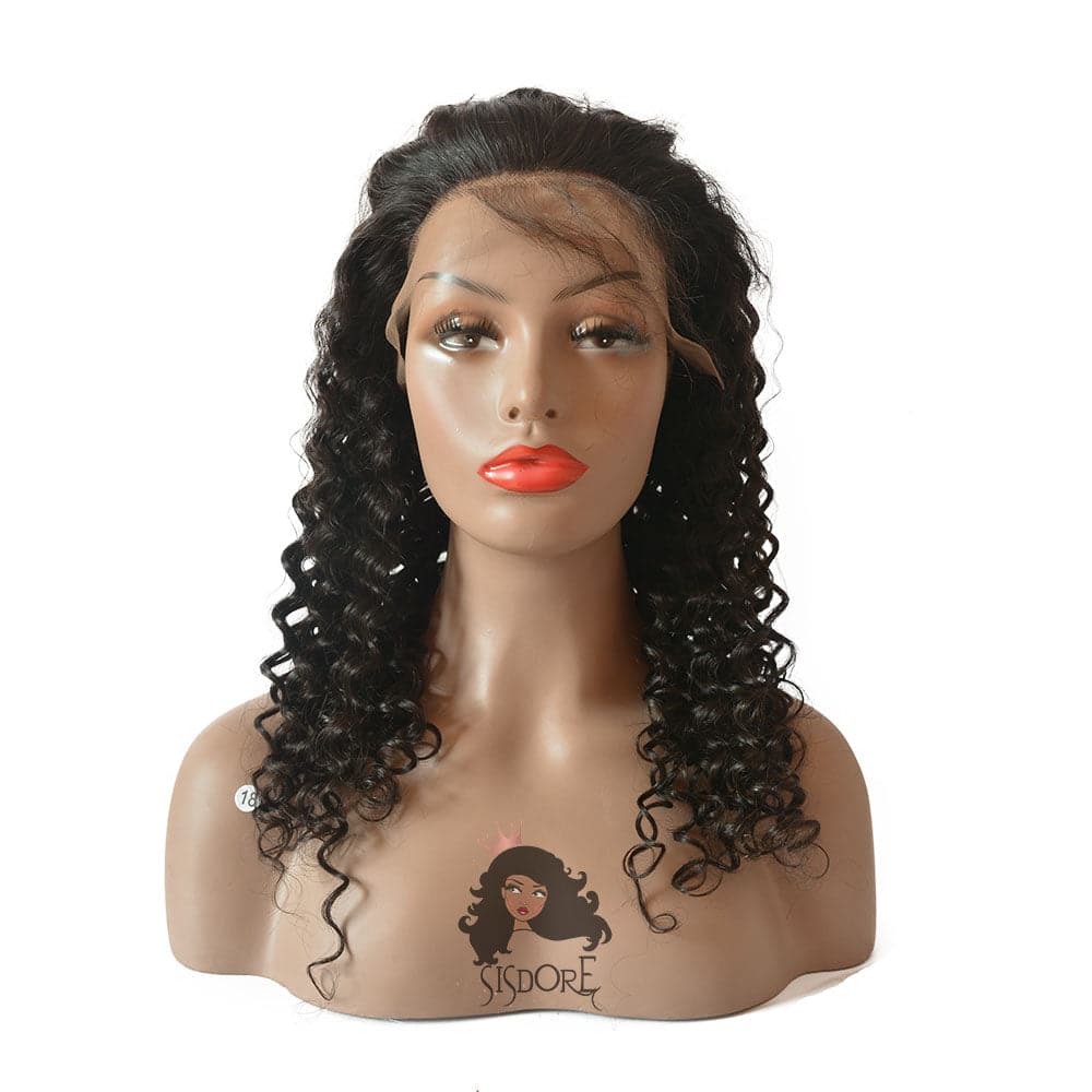 Deep curly wig, black curly lace front wig