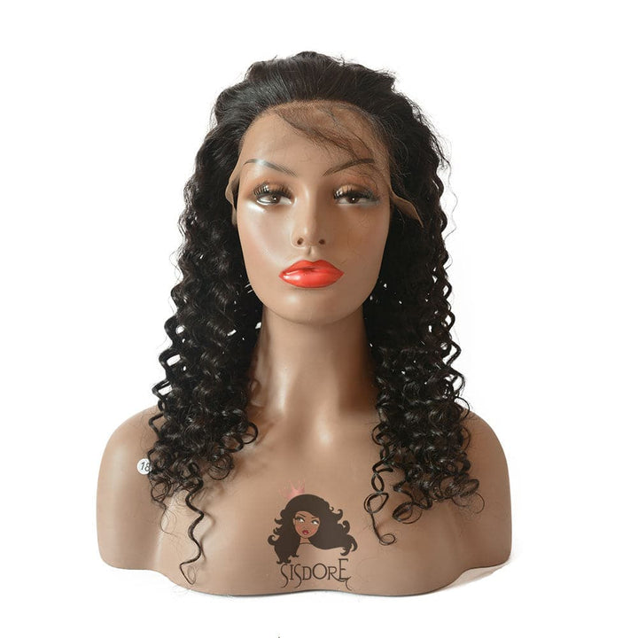Deep curly wig, black curly lace front wig
