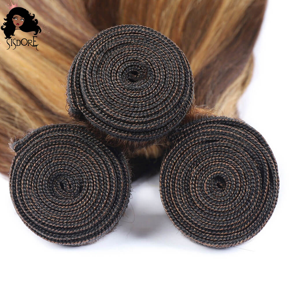 Highlight straight human hair bundles #4/27