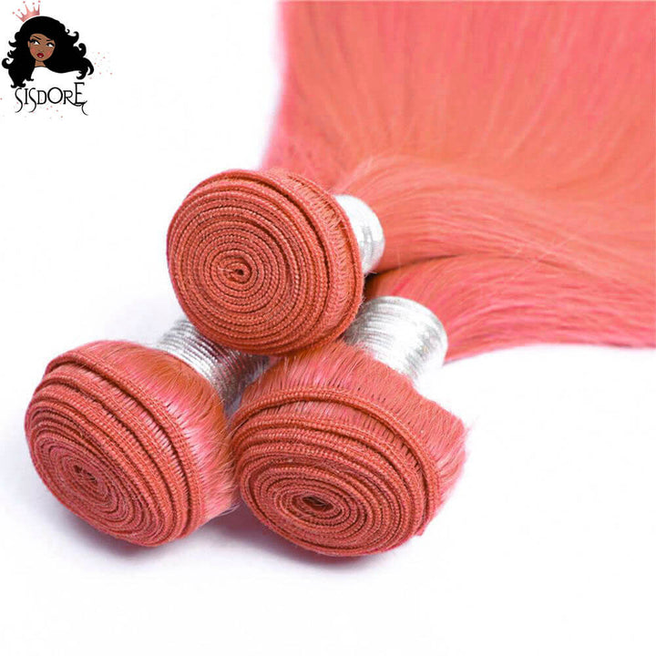 peach pink hair bundles human hair