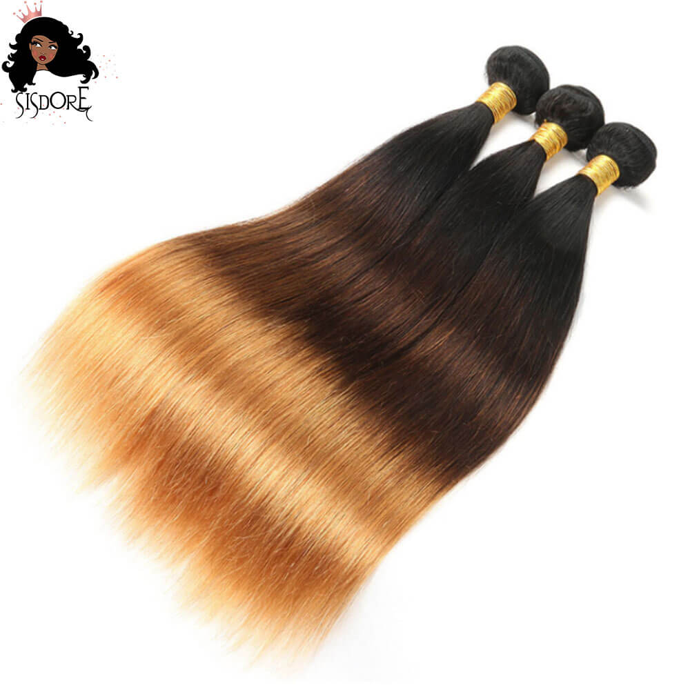 Ombre Hair Weave Bundles 1B/4/27 Straight