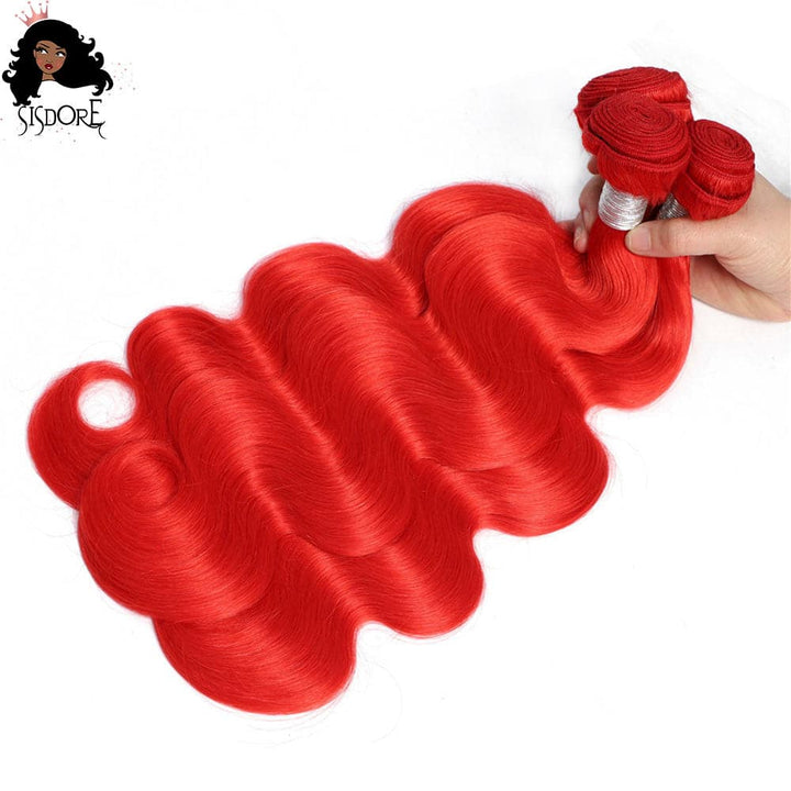 Red Body Wave Human Hair Bundles