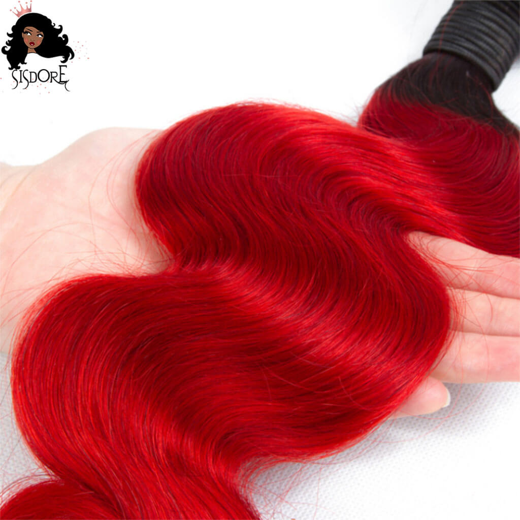 Red Ombre Body Wave Hair Bundles