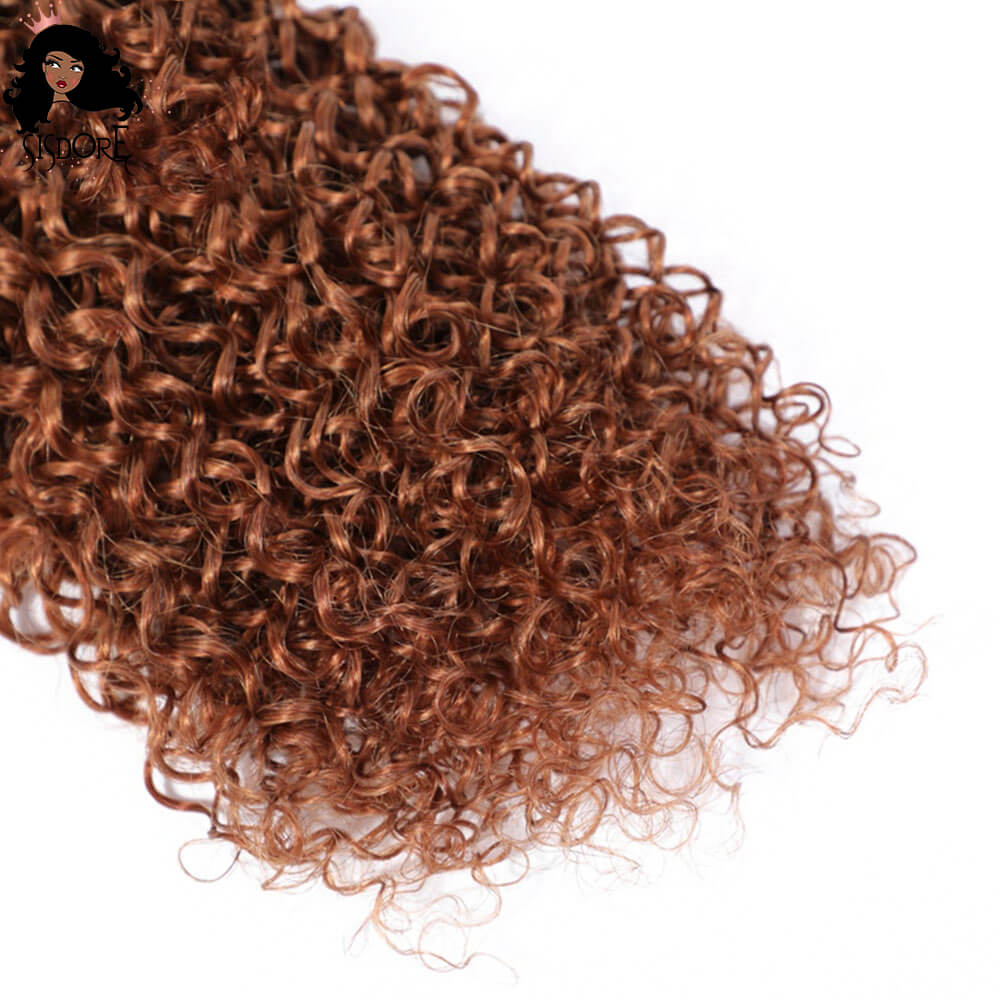 Reddish Brown Kinky Curly Hair Bundles for Quick Weave - Dark Auburn Hair Color 33