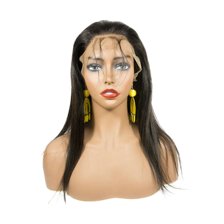 Natural black straight human hair wig with baby hair for black women