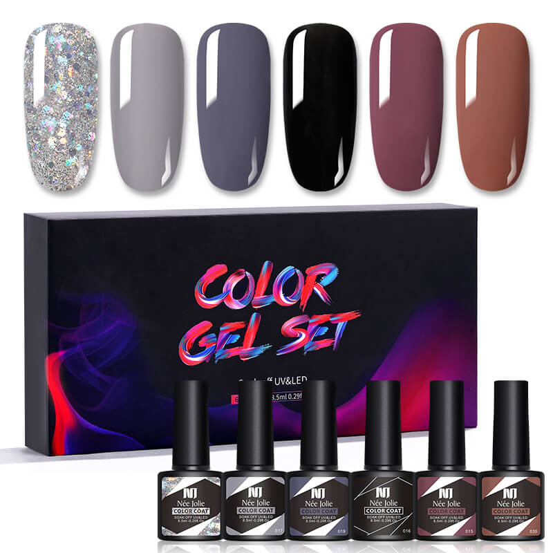 Gel Nail Polish Set 80 Colors, Soak Off UV Color Gel 6 Pcs