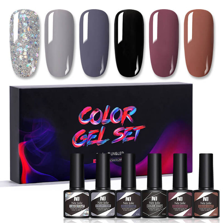 Gel Nail Polish Set 80 Colors, Soak Off UV Color Gel 6 Pcs