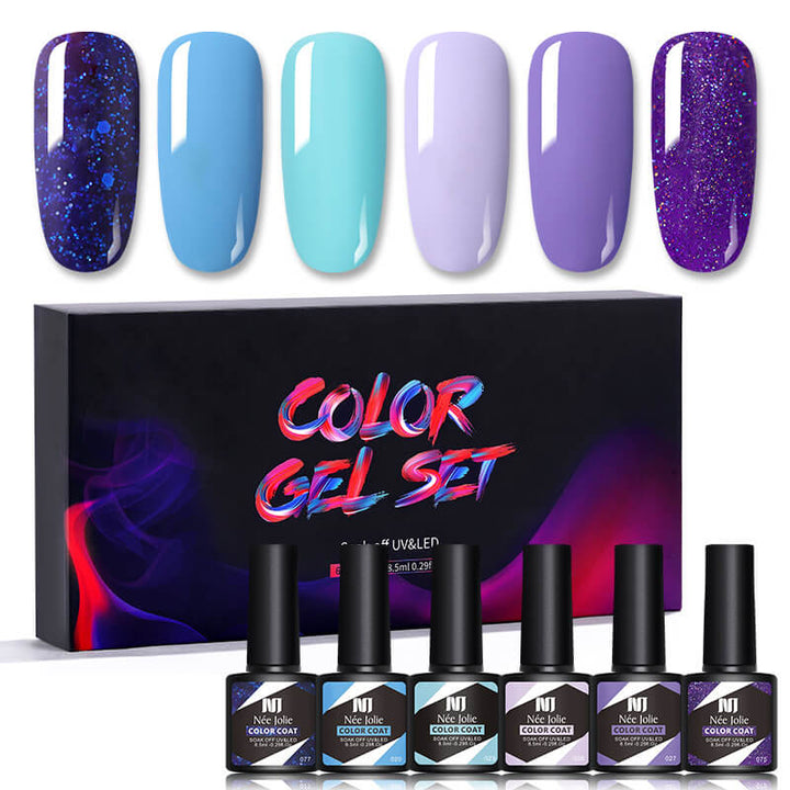 Gel Nail Polish Set 80 Colors, Soak Off UV Color Gel 6 Pcs