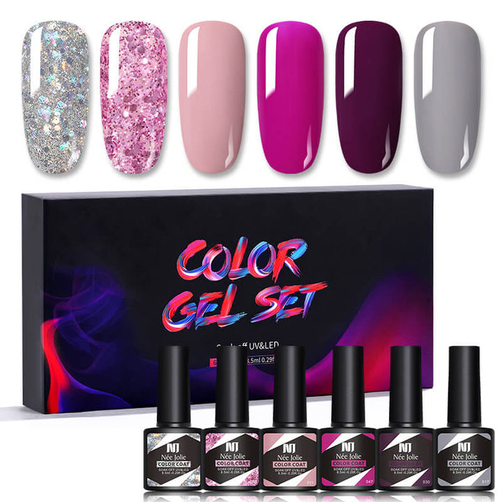 Gel Nail Polish Set 80 Colors, Soak Off UV Color Gel 6 Pcs