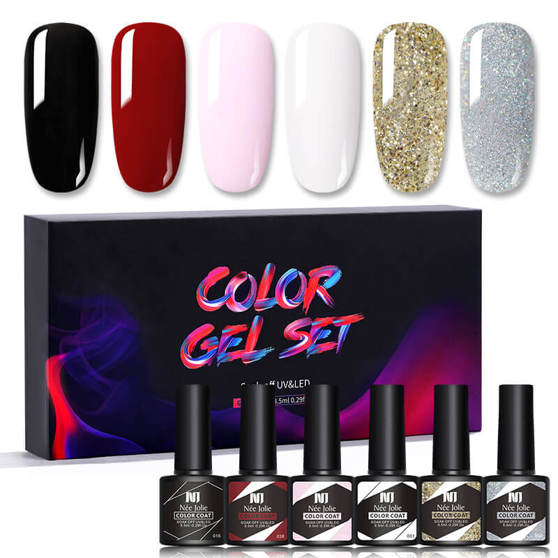 Gel Nail Polish Set 80 Colors, Soak Off UV Color Gel 6 Pcs