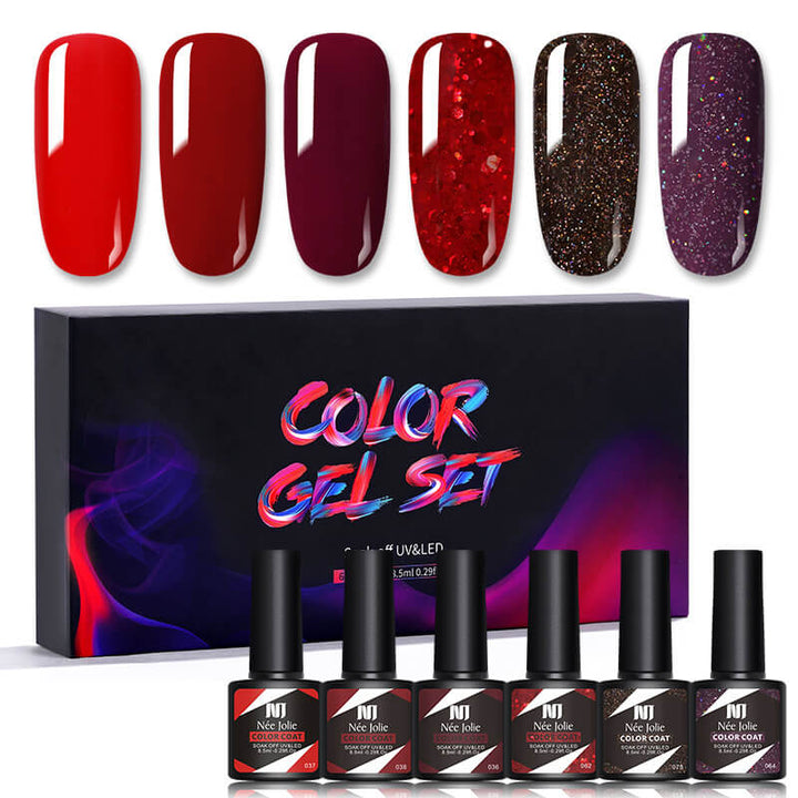 Gel Nail Polish Set 80 Colors, Soak Off UV Color Gel 6 Pcs