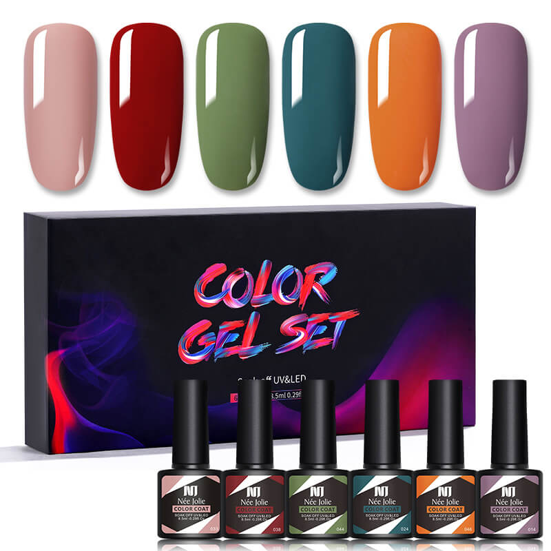 Gel Nail Polish Set 80 Colors, Soak Off UV Color Gel 6 Pcs
